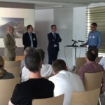 Frage- und Diskussionsrunde (v.l.n.r): Dr. Stefan Eder, Organisator Vienna Legal Hackers & Partner bei Benn-Ibler Rechtsanwälte; Stefan Lenzhofer, MA BSc, Head of Austrian Energy CERT; DI Dr. Walter Fraißler, Leiter der Abteilung für Informationssicherheit bei VERBUND & Mag. Gernot Goluch, BM.I